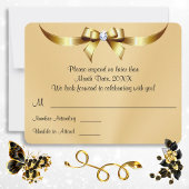 Verbluffende zwarte en gouden RSVP-kaarten met env Kaart