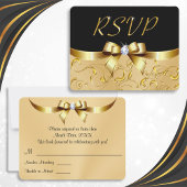 Verbluffende zwarte en gouden RSVP-kaarten met env Kaart