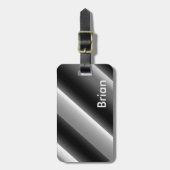 Verbluffende zwarte en witte diagonale strepen bagagelabel (Voorkant verticaal)