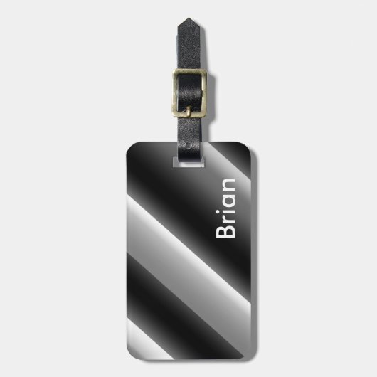 Verbluffende zwarte en witte diagonale strepen bagagelabel (Voorkant verticaal)