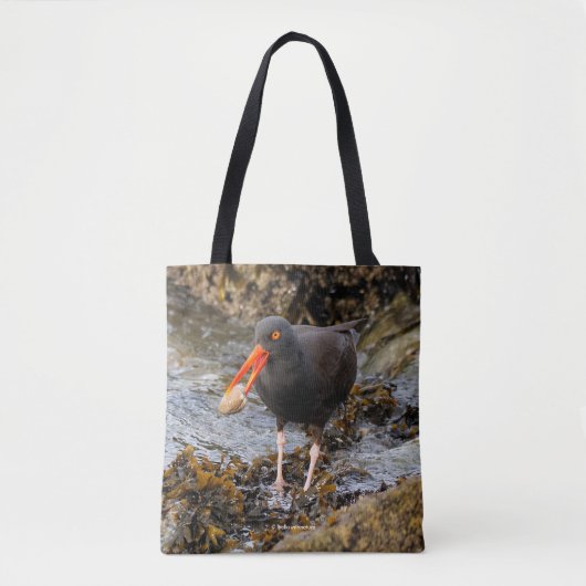 Verbluffende zwarte Oystercatcher met Clam Tote Bag (Voorkant)