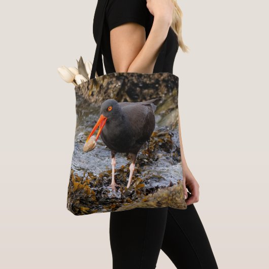 Verbluffende zwarte Oystercatcher met Clam Tote Bag (Dichtbij)