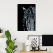 Verbluffende zwarte paardenportret poster (Thuiskantoor)