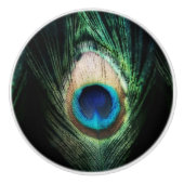 Verbluffende zwarte pacock keramische knop (Voorkant)