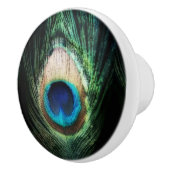 Verbluffende zwarte pacock keramische knop (Rechts)