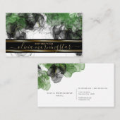 Verbluffende zwarte smaragd gouden accent vloeibar visitekaartje (Voorkant / Achterkant)