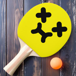 Verblufte Pruilgezicht Gele Ping Pong Paddle Tafeltennisbatje