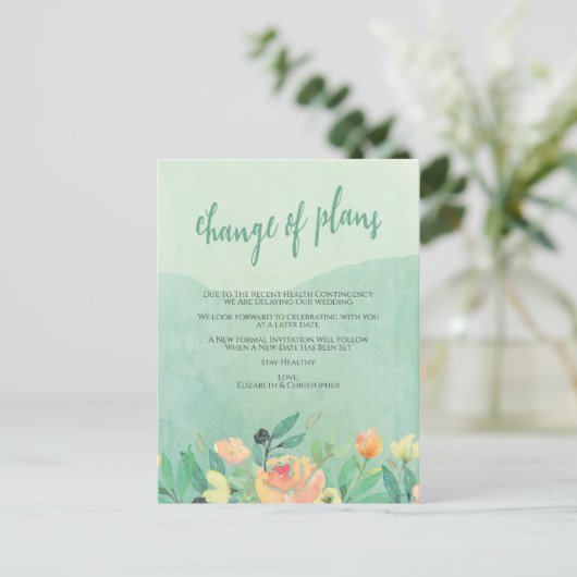 Verbod annuleringen Veranderen plannen uitgesteld Briefkaart (Staand voorkant)