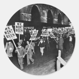  Verbod Bier, we willen Bier, Historisch Ronde Sticker