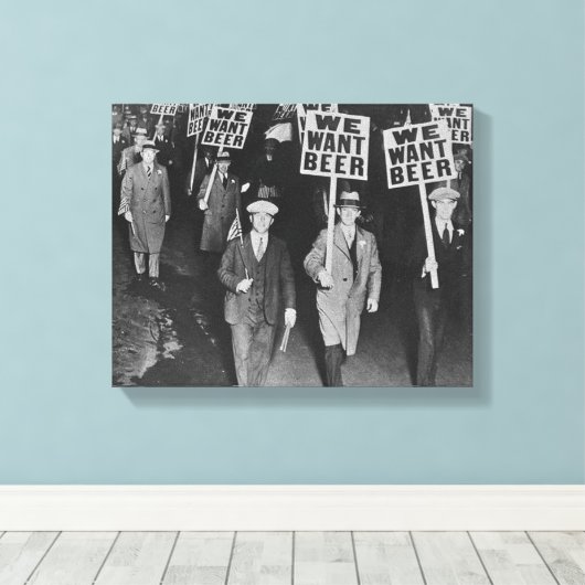 Verbod Bier, willen wij Bier, Bierkunst Canvas Afdruk (Insitu (Houten vloer))