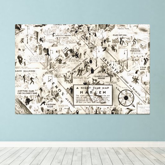 Verbod Era Harlem, New York Speakeasy Map Canvas Afdruk (Insitu (Houten vloer))