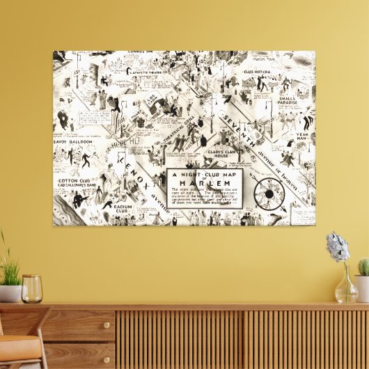 Verbod Era Harlem, New York Speakeasy Map Canvas Afdruk (Insitu (Woonkamer))