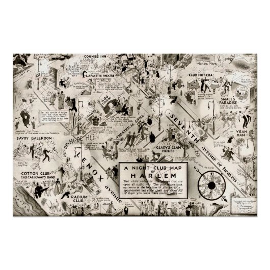 Verbod Era Harlem, New York Speakeasy Map Perfect Poster (Voorkant)
