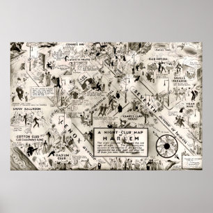 Verbod Era Harlem, New York Speakeasy Map Poster