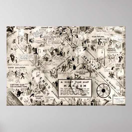 Verbod Era Harlem, New York Speakeasy Map Poster (Voorkant)