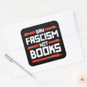 VERBOD FASCISME NIET BOEKEN VIERKANTE STICKER (Envelop)