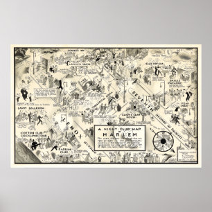 VERBOD HARLEM NIGHTLIFE MAP 1926 POSTER