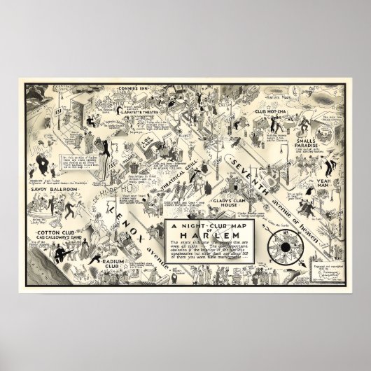 VERBOD HARLEM NIGHTLIFE MAP 1926 POSTER (Voorkant)