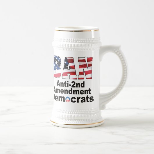 Verbod op anti-2e amendement-Democraten Beer Stein Bierpul (Rechts)
