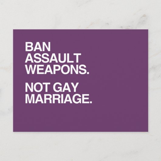 VERBOD OP ASSAULT WAPENS DIE GEEN MARRIAGE KRIJGEN BRIEFKAART (Voorkant)