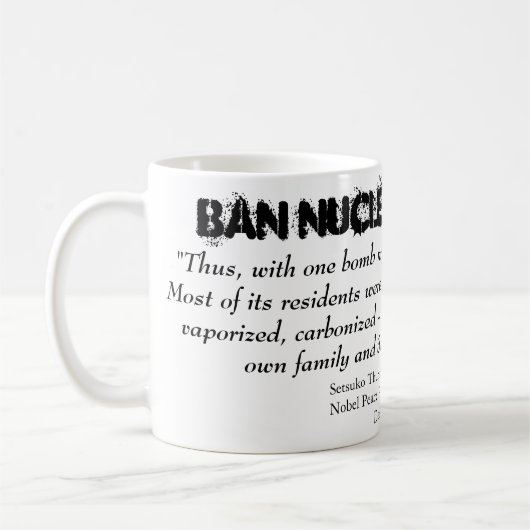 Verbod op kernwapens Setsuko Thurlow Nobelprijs Koffiemok (Links)