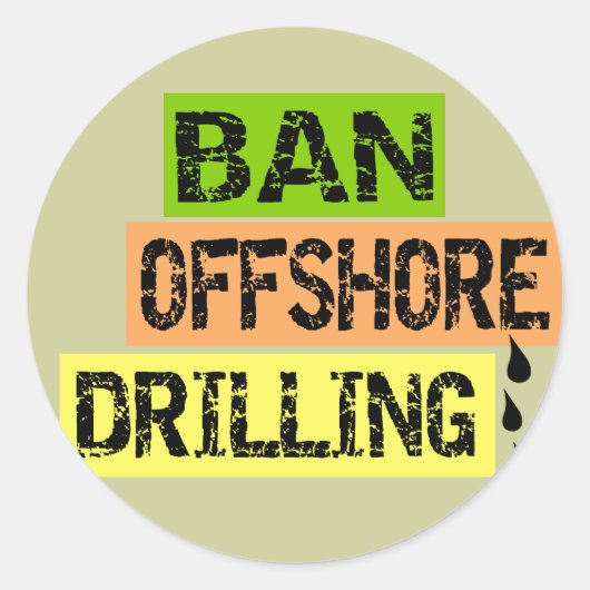 VERBOD OP OFFSHORE BORINGEN RONDE STICKER (Voorkant)