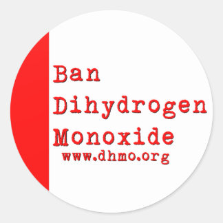 Verbod op Sticker van diwaterstofmonoxide