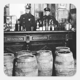 Verbod - Speakeasy Police Raid Bootlegger - M Vierkante Sticker