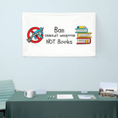 Verboden aanvalswapens, geen boeken spandoek (Beurs)