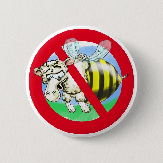 Verboden bij schapen ronde button 5,7 cm (Voorkant)