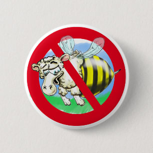 Verboden bij schapen ronde button 5,7 cm