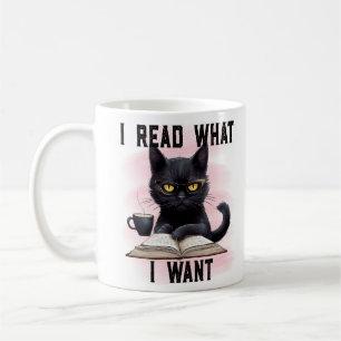 Verboden boeken "Ik lees wat ik wil" Boek en katte Koffiemok