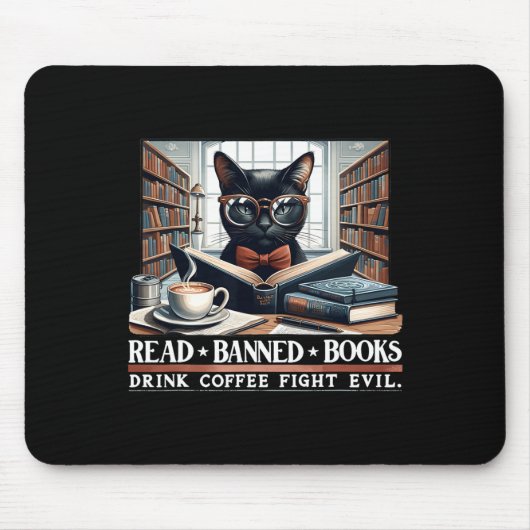 Verboden boeken lezen Drink Coffee Fight Evil Book Muismat (Voorkant)