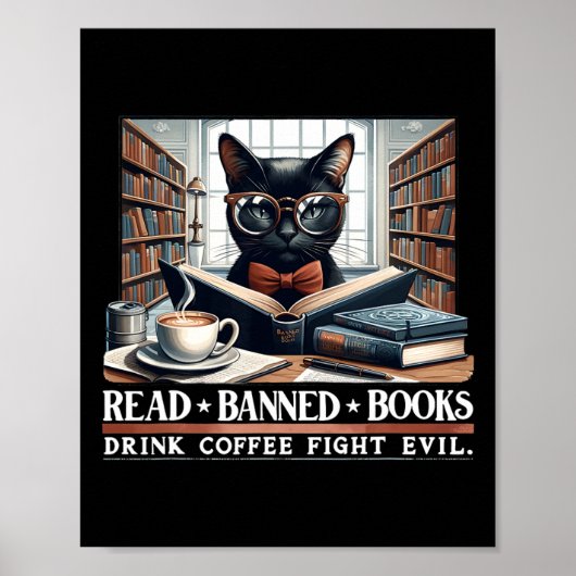 Verboden boeken lezen Drink Coffee Fight Evil Book Poster (Voorkant)