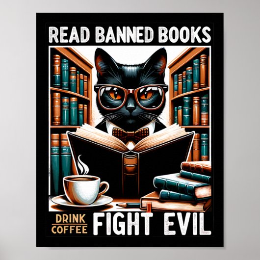 Verboden boeken lezen Drink Coffee Fight Evil Book Poster (Voorkant)