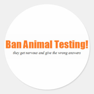Verboden dierproeven! Funny Animal Rights Parody Ronde Sticker