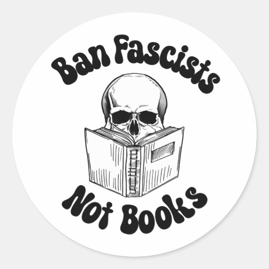 Verboden fascisten geen boeken ronde sticker (Voorkant)