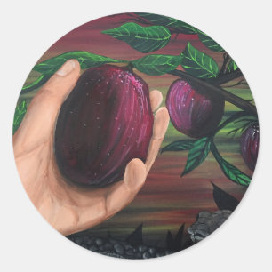Verboden fruit ronde sticker