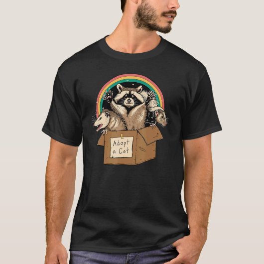 Verboden katten aannemen in box Raccoon Skunks Pos T-shirt (Voorkant)