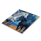 Verboden liefde. Pegasus en Paard in bloemen Tegeltje (Zijkant)