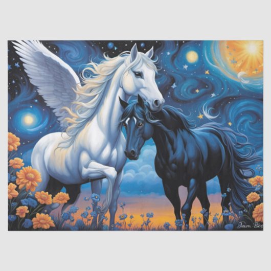 Verboden liefde Pegasus en paard Tissuepapier (Voorkant)