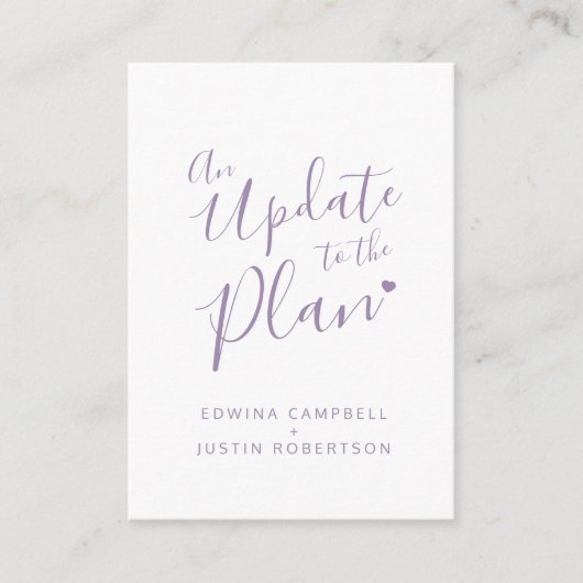 Verboden verandering van plan paarse witte annuler informatiekaartje (Voorkant)