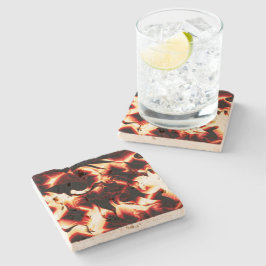 Verboden vuur op de donkerste rode achtergrond stenen onderzetter