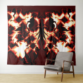 Verboden vuur op de donkerste rode achtergrond wandkleed