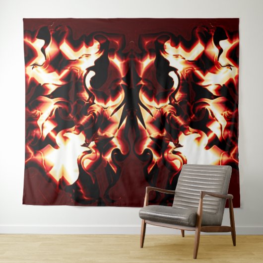 Verboden vuur op de donkerste rode achtergrond wandkleed (In Situ (horizontaal))