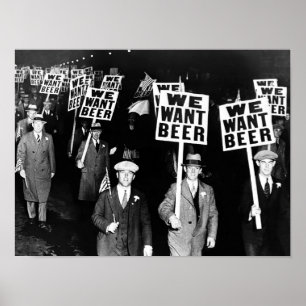 Verbodsbierprotest 1950's Vintage Foto Poster
