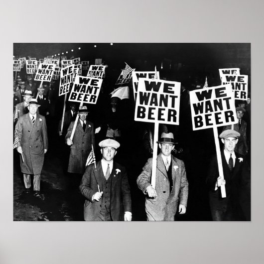 Verbodsbierprotest 1950's Vintage Foto Poster (Voorkant)
