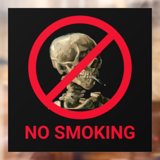 Verbodsbord voor roken met schedel kunstwerk van V Raamsticker (Vel 2)