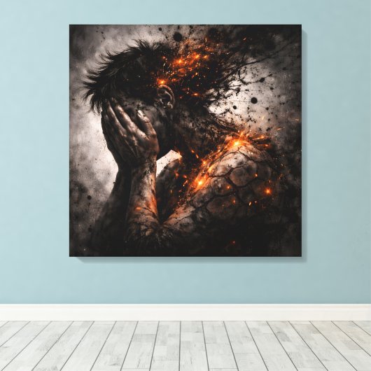 Verbogen Geest: De Amber Implode Canvas Afdruk (Insitu (Houten vloer))