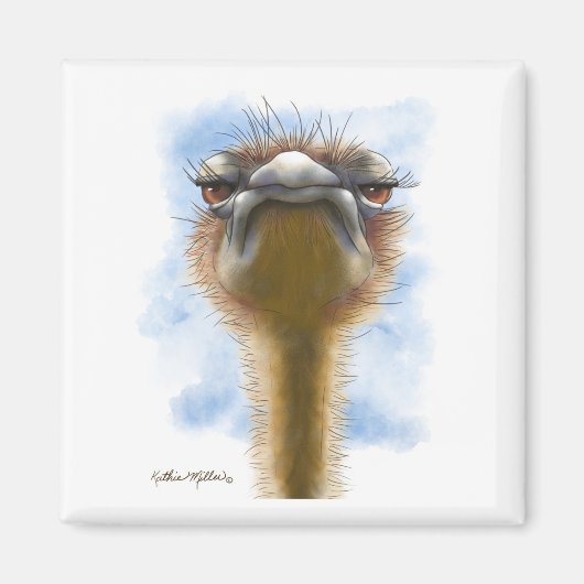 Verbolgen Struisvogel Cartoon Magneet (Voorkant)